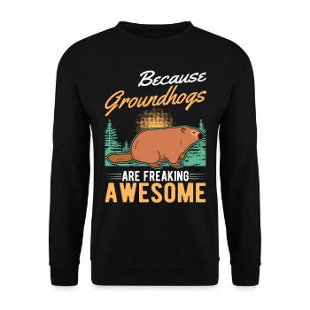 Marmot Groundhog Day Woodhog Groundhog - Unisex Sweatshirt - black - Front - Alina (178cm) & Michal (187cm)