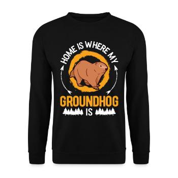 Groundhog Home Groundhog Day Marmot - Unisex Sweatshirt - black - Front - Alina (178cm) & Michal (187cm)