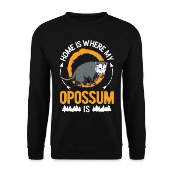 Zuhause is wo mein Opossum ist Possum - Unisex Pullover - Schwarz - Vorne - Alina (178cm) & Michal (187cm)