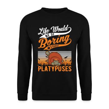 Platypus Gift Platypus - Unisex Sweatshirt - black - Front - Alina (178cm) & Michal (187cm)