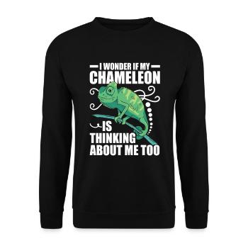 Caméléon Cadeau Caméléon - Sweat-shirt Unisexe - noir - Devant - Alina (178cm) & Michal (187cm)