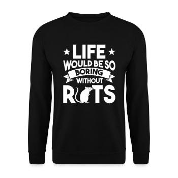 Rat Gift Domestic Rat Rat Owner - Unisex Sweatshirt - black - Front - Alina (178cm) & Michal (187cm)