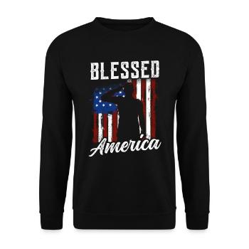 Amérique bénie Américains États-Unis Patriotique - Sweat-shirt Unisexe - noir - Devant - Alina (178cm) & Michal (187cm)