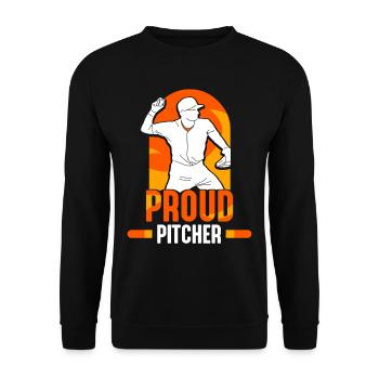 Stolzer Baseball Pitcher Werfer Hobby Spieler - Unisex Pullover - Schwarz - Vorne - Alina (178cm) & Michal (187cm)