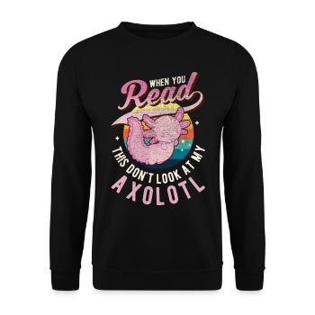 Axolotl Geschenk Schwanzlurch Axolotl - Unisex Pullover - Schwarz - Vorne - Alina (178cm) & Michal (187cm)