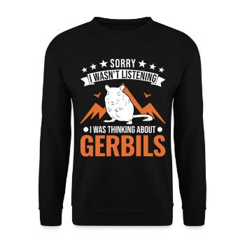 Gerbille Cadeau Rat de course mongol Gerbille - Sweat-shirt Unisexe - noir - Devant - Alina (178cm) & Michal (187cm)