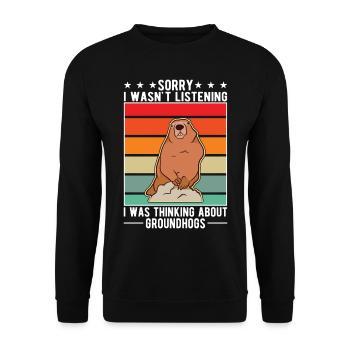 Murmeltier Groundhog Day Waldmurmeltier - Unisex Pullover - Schwarz - Vorne - Alina (178cm) & Michal (187cm)