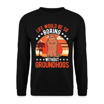 Murmeltier Groundhog Day Waldmurmeltier - Unisex Pullover - Schwarz - Vorne - Alina (178cm) & Michal (187cm)