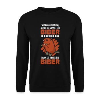 Biber Geschenk Biberdamm - Unisex Pullover - Schwarz - Vorne - Alina (178cm) & Michal (187cm)
