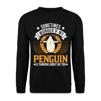 Pinguin Penguin Kaiserpinguin Gelbaugenpinguin - Unisex Pullover - Schwarz - Vorne - Alina (178cm) & Michal (187cm)