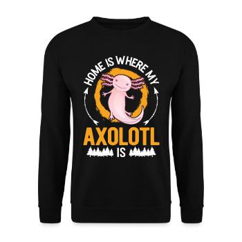 Zuhause ist wo mein Axolotl ist - Unisex Pullover - Schwarz - Vorne - Alina (178cm) & Michal (187cm)