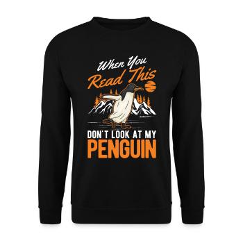 Pinguin Penguin Kaiserpinguin Gelbaugenpinguin - Unisex Pullover - Schwarz - Vorne - Alina (178cm) & Michal (187cm)
