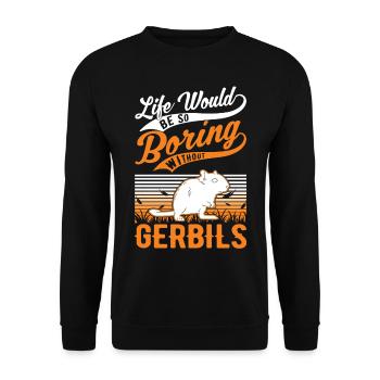 Gerbille Cadeau Rat de course mongol Gerbille - Sweat-shirt Unisexe - noir - Devant - Alina (178cm) & Michal (187cm)