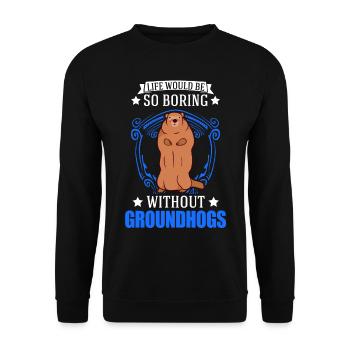 Murmeltier Groundhog Day Waldmurmeltier - Unisex Pullover - Schwarz - Vorne - Alina (178cm) & Michal (187cm)