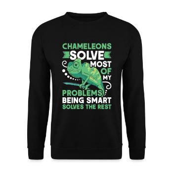 Caméléon Cadeau Caméléon - Sweat-shirt Unisexe - noir - Devant - Alina (178cm) & Michal (187cm)