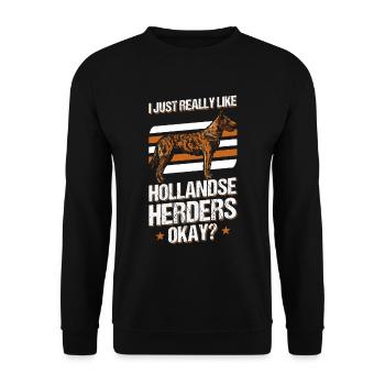 Hollandse Herder Hollandse Herdershond - Unisex Pullover - Schwarz - Vorne - Alina (178cm) & Michal (187cm)