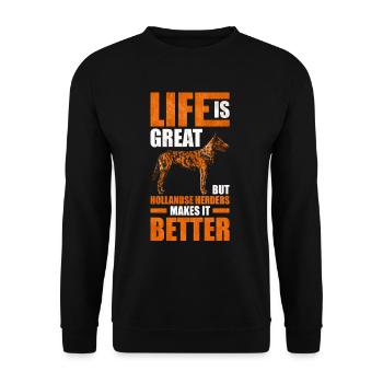 Hollandse Herder Berger Hollandais - Sweat-shirt Unisexe - noir - Devant - Alina (178cm) & Michal (187cm)