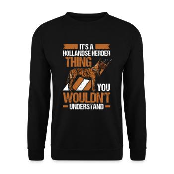 Hollandse Herder Holländischer Schäferhund - Unisex Pullover - Schwarz - Vorne - Alina (178cm) & Michal (187cm)