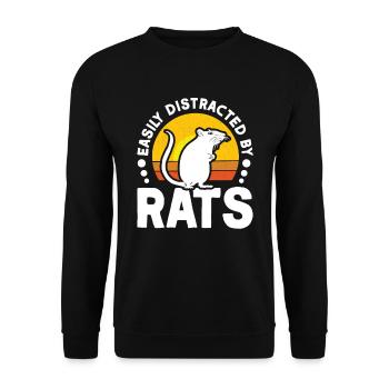 Easily distracted by Rats Ratte Hausratte - Unisex Pullover - Schwarz - Vorne - Alina (178cm) & Michal (187cm)