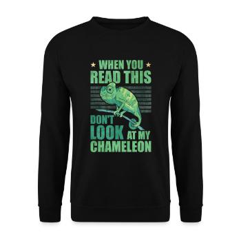 Caméléon Cadeau Caméléon - Sweat-shirt Unisexe - noir - Devant - Alina (178cm) & Michal (187cm)