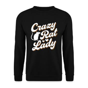 Crazy Rat lady Verrückte Ratten Frau - Unisex Pullover - Schwarz - Vorne - Alina (178cm) & Michal (187cm)