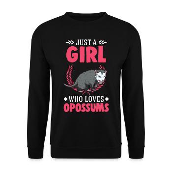 Opossum Mädchen Possum Beutelratte - Unisex Pullover - Schwarz - Vorne - Alina (178cm) & Michal (187cm)