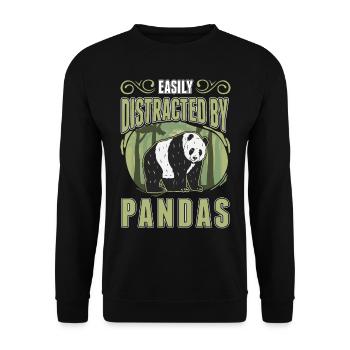Easily distracted by Pandas - Unisex Pullover - Schwarz - Vorne - Alina (178cm) & Michal (187cm)