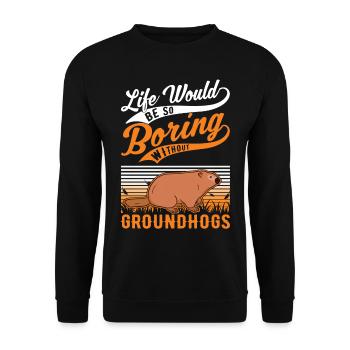 Murmeltier Groundhog Day Waldmurmeltier - Unisex Pullover - Schwarz - Vorne - Alina (178cm) & Michal (187cm)