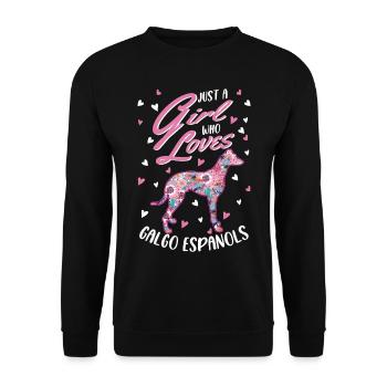 Galgo Espanol Girl Spanish Greyhound Galgo - Unisex Sweatshirt - black - Front - Alina (178cm) & Michal (187cm)