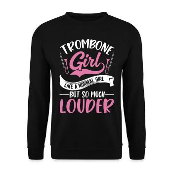 Posaunen Mädchen Posaunenspieler Posaunistin - Unisex Pullover - Schwarz - Vorne - Alina (178cm) & Michal (187cm)