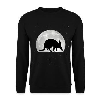 Erdferkel Mond - Unisex Pullover - Schwarz - Vorne - Alina (178cm) & Michal (187cm)