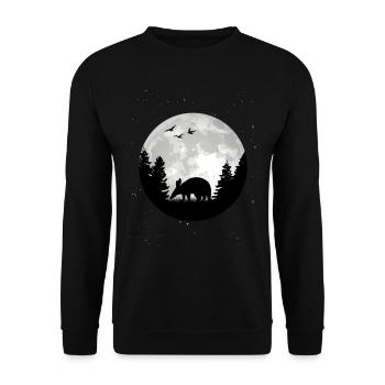 Erdferkel Mond - Unisex Pullover - Schwarz - Vorne - Alina (178cm) & Michal (187cm)