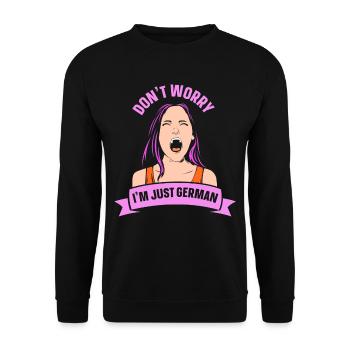 Keine Sorge Ich Bin Nur Deutscher Stimme Deutsch - Unisex Pullover - Schwarz - Vorne - Alina (178cm) & Michal (187cm)