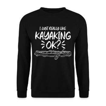 Ich Mag Kajakfahren Einfach Sehr Kajak Kayak Hobby - Unisex Pullover - Schwarz - Vorne - Alina (178cm) & Michal (187cm)