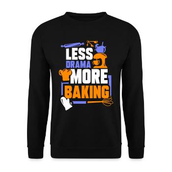 Moins de drame Plus de pâtisserie Baker Dictons Hobby - Sweat-shirt Unisexe - noir - Devant - Alina (178cm) & Michal (187cm)