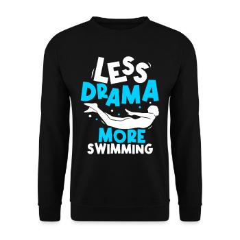 Weniger Drama Mehr Schwimmen Schwimmer Sprüche - Unisex Pullover - Schwarz - Vorne - Alina (178cm) & Michal (187cm)