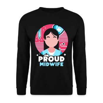 Proud Midwife Midwives Obstetrics Profession - Unisex Sweatshirt - black - Front - Alina (178cm) & Michal (187cm)