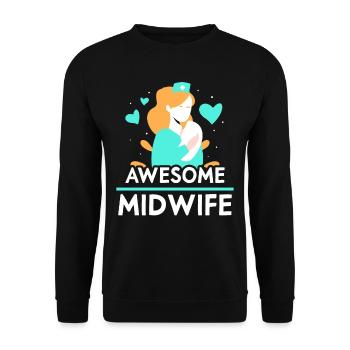 Tolle Hebamme Beruf Hebammen Geburtshilfe Sprüche - Unisex Pullover - Schwarz - Vorne - Alina (178cm) & Michal (187cm)