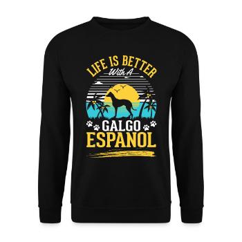 Life is better with a Galgo Espanol - Unisex Sweatshirt - black - Front - Alina (178cm) & Michal (187cm)