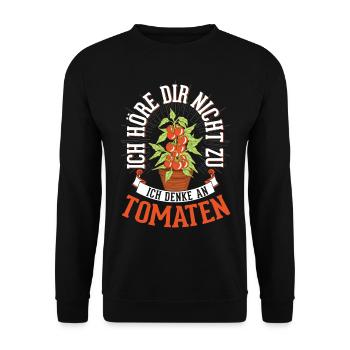 Tomaten Geschenk Tomatenzüchter Paradeiser - Unisex Pullover - Schwarz - Vorne - Alina (178cm) & Michal (187cm)