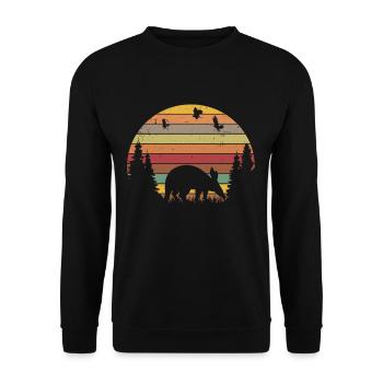 Erdferkel Retro Aardvark Vintage - Unisex Sweatshirt - black - Front - Alina (178cm) & Michal (187cm)