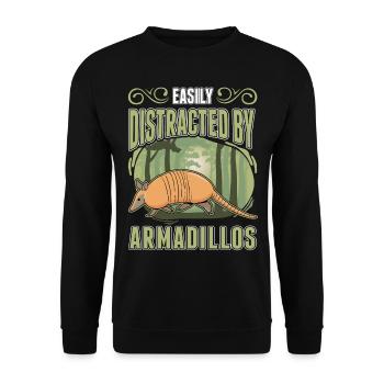 Easily distracted by Armadillo's Armadillo - Unisex Sweatshirt - black - Front - Alina (178cm) & Michal (187cm)