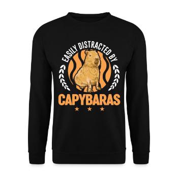 Easily distracted by Capybaras - Unisex Pullover - Schwarz - Vorne - Alina (178cm) & Michal (187cm)