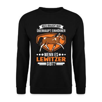 Lewitzer Einhorn Lewitzer Pferd - Unisex Pullover - Schwarz - Vorne - Alina (178cm) & Michal (187cm)