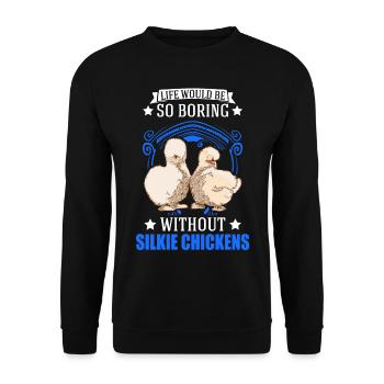Silk Chicken Cadeau Silkie Chicken Silkie Chicken - Sweat-shirt Unisexe - noir - Devant - Alina (178cm) & Michal (187cm)