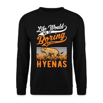 Hyäne Geschenk Erdwolf Hyena - Unisex Pullover - Schwarz - Vorne - Alina (178cm) & Michal (187cm)