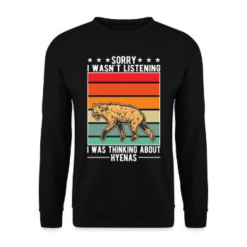 Hyäne Geschenk Erdwolf Hyena - Unisex Pullover - Schwarz - Vorne - Alina (178cm) & Michal (187cm)
