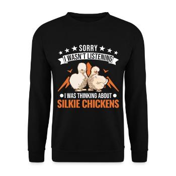Silk Chicken Cadeau Silkie Chicken Silkie Chicken - Sweat-shirt Unisexe - noir - Devant - Alina (178cm) & Michal (187cm)