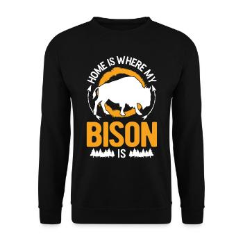 La maison est l’endroit où se trouve mon buffle - Sweat-shirt Unisexe - noir - Devant - Alina (178cm) & Michal (187cm)