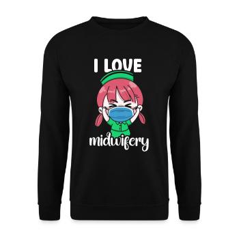 Ich Liebe Hebammenwesen Geburtshilfe Beruf Hebamme - Unisex Pullover - Schwarz - Vorne - Alina (178cm) & Michal (187cm)